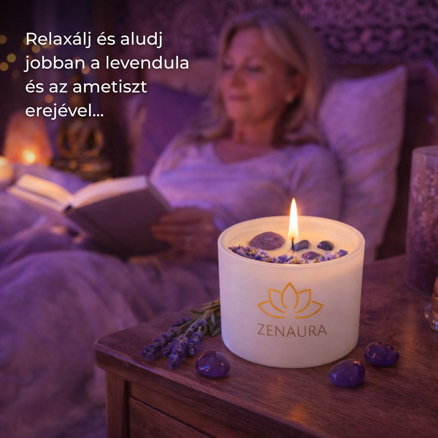 ZenAura - Ametiszt gyertya levendula illattal
