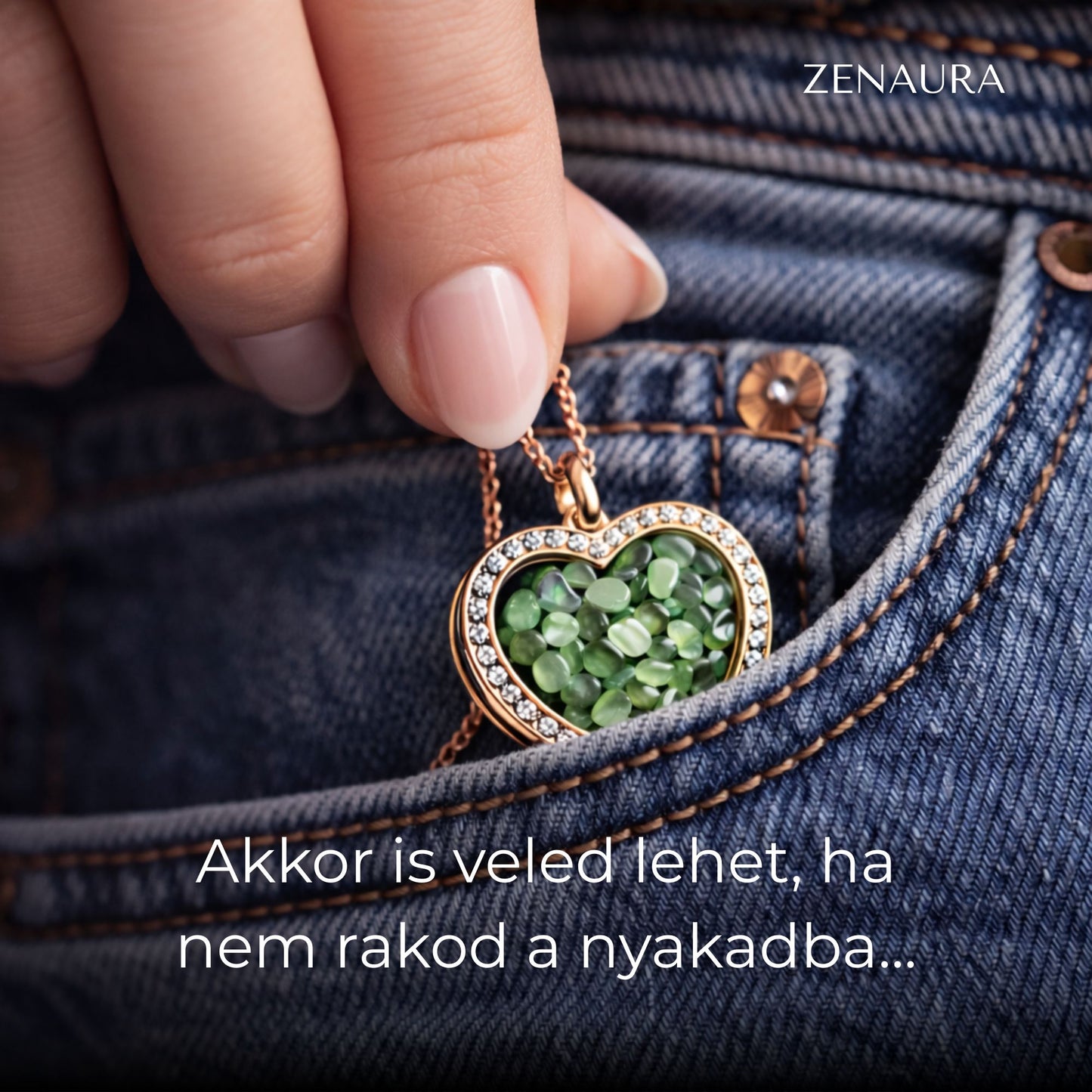 ZenAura - Cserélhető Ásvány Szív Nyaklánc