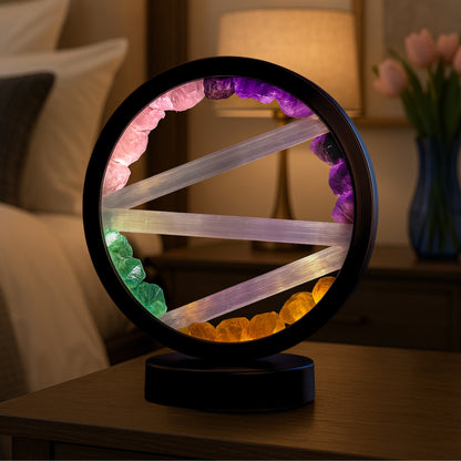 ZenAura - NoStress Kézműves Kristály Lámpa — kör 5 kristály ásvány lámpa világító kristálydarabokkal